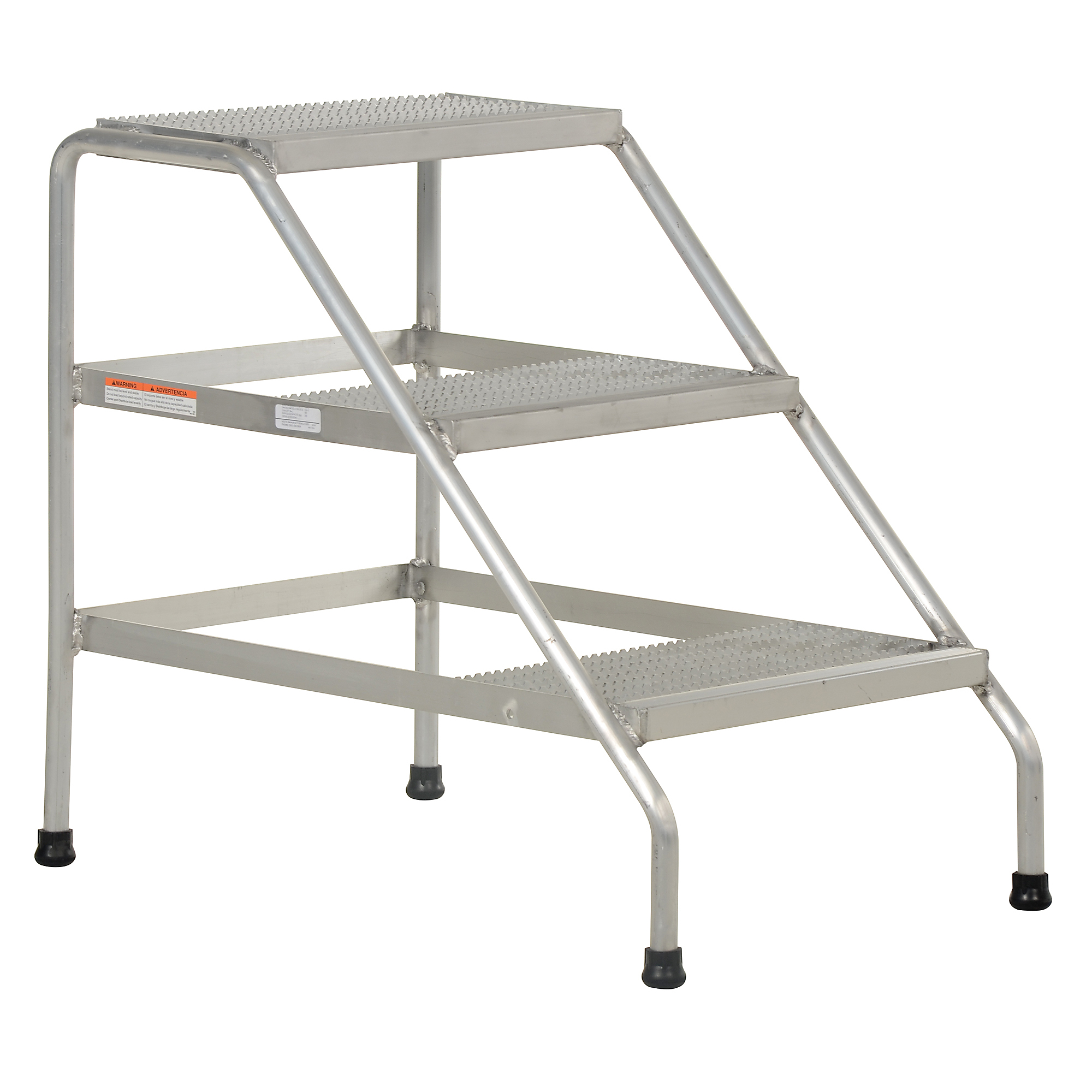 Vestil Aluminum Step Stand - 3 Steps, 500-Lb. Capacity, Serrated Surface, Rubber Tipped Legs, Model# SSA-3